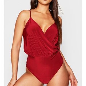 skinny wrap front thong bodysuit